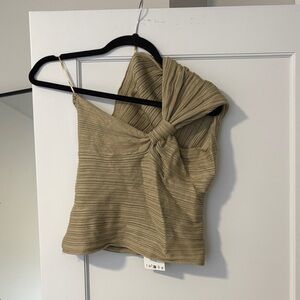 Zara Olive Knotted Crop Top